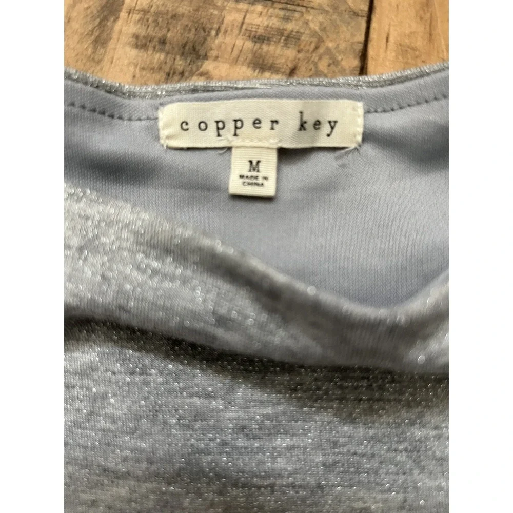 NWT!  Girl's Medium Copper Key Gray Silver Glitter A Line Knit Dress